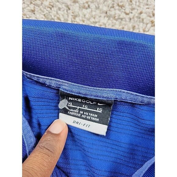 Nike Golf Polo Shirt Mens XL Blue Black Performance DriFit Short Sleeve Striped - Picture 6 of 7